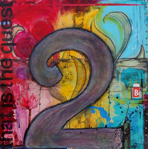 Contemporary abstract art, colorful modern painting, loft, urban industrial typography number