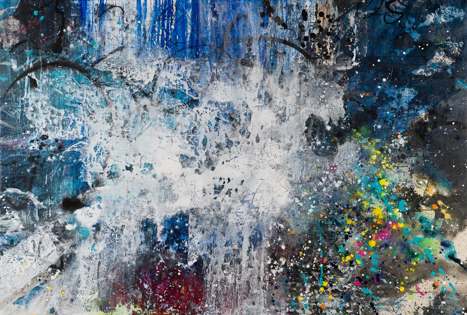 Contemporary Abstract Modern Urban Industrial Loft Graffi Painting ti Street blue Laura Letchinger RAIN