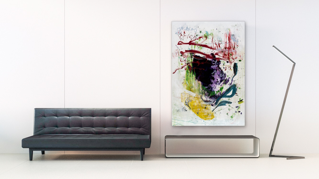 Large Colorful Contemporary Abstract Painting modern graffit urban loft art Laura Letchinger