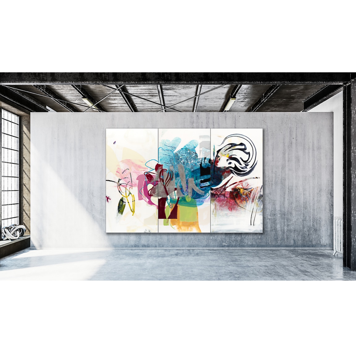 Large Contemporary Abstract Painting Colorful Urban Industrial Graffiti Art Loft
