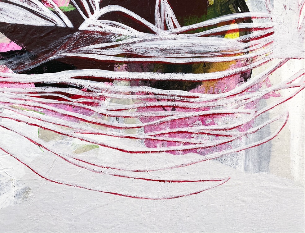Large White Contemporary Urban Abstract Graffiti Painting Urban Edge Laura Letchinger SATURDAY detail