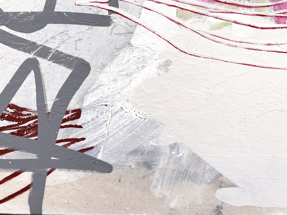 Large White Contemporary Urban Abstract Graffiti Painting Urban Edge Laura Letchinger SATURDAY detail