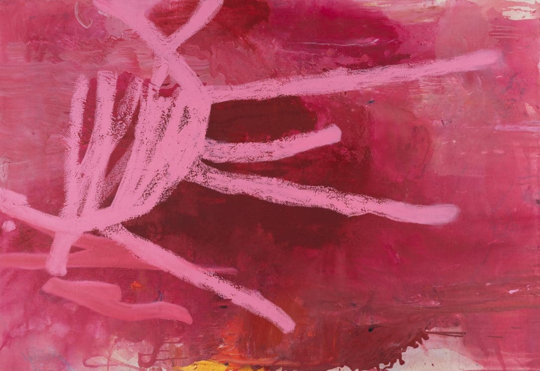 large magenta contemporary abstract painting SUNRISE ON MARS Laura Letchinger