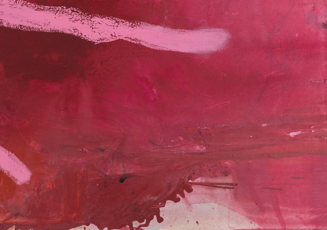 large magenta contemporary abstract painting SUNRISE ON MARS Laura Letchinger detail3