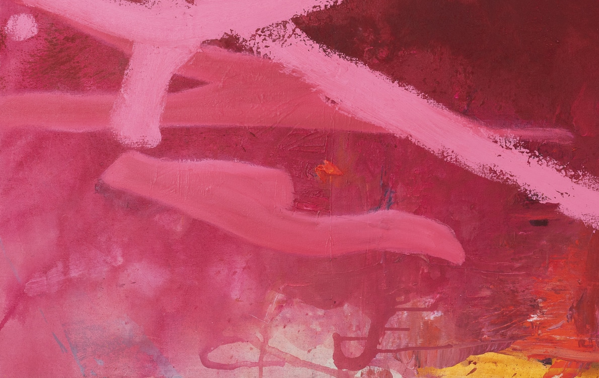 large magenta contemporary abstract painting SUNRISE ON MARS Laura Letchinger detail4