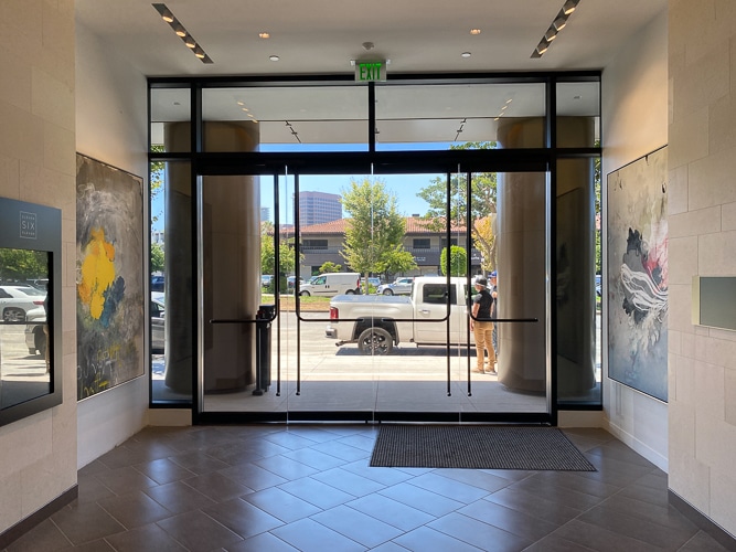 Contemporary art installation commercial building lobby Laura Letchinger Los Angeles REVEAL REFLECTION-2
