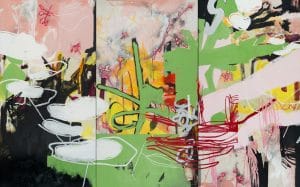 Extra large colorful urban contemporary abstract painting street graffiti edge Los Angeles artist