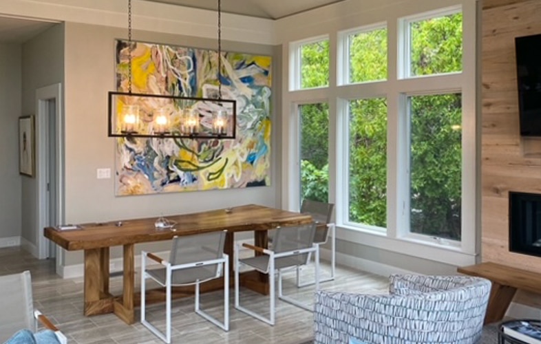 large contemporary abstract painting installed Laura Letchinger