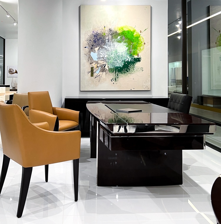 Laura Letchinger FALCON 1 large contemporary abstract painting in Dakota Jackson Showroom Los Angeles