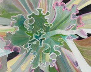 Large contemporary urban abstract succulent painting by Laura Letchinger detail 1