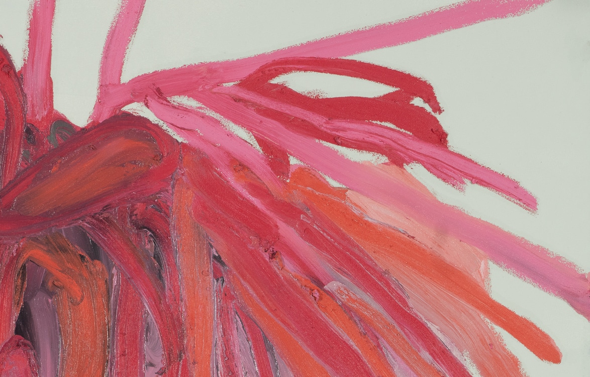oil stick painting sketch in pinks and reds by Laura Letchinger detail 1