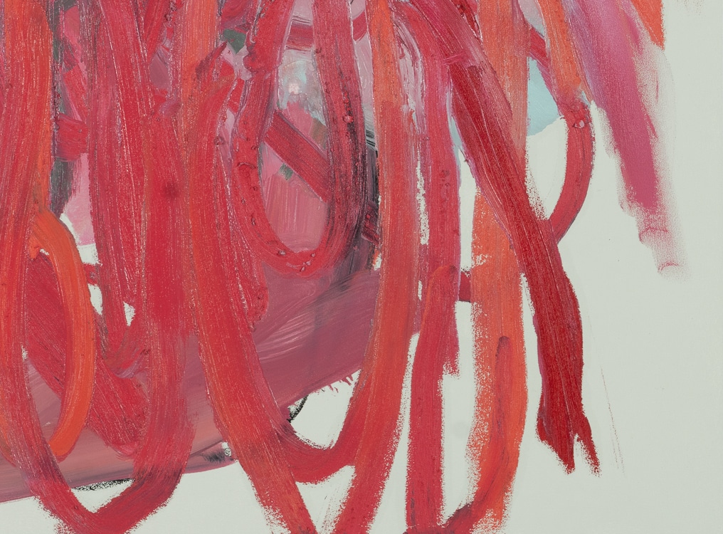 oil stick painting sketch in pinks and reds by Laura Letchinger detail 3