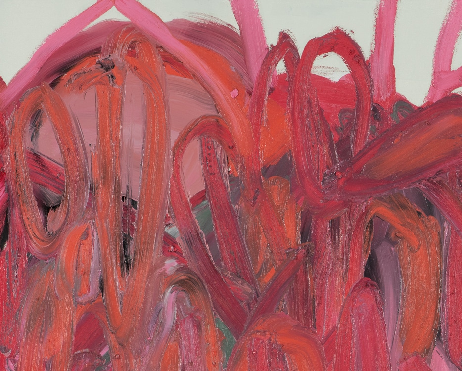 oil stick painting sketch in pinks and reds by Laura Letchinger detail 5