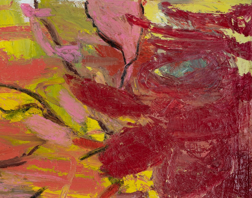 Colorful abstract expressionist gestural oil painting by Los Angeles Artist Laura Letchinger detail2