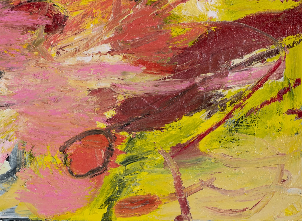 Colorful abstract expressionist gestural oil painting by Los Angeles Artist Laura Letchinger detail3