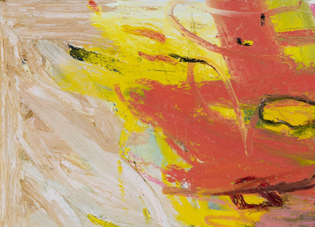 Colorful abstract expressionist gestural oil painting by Los Angeles Artist Laura Letchinger detail4