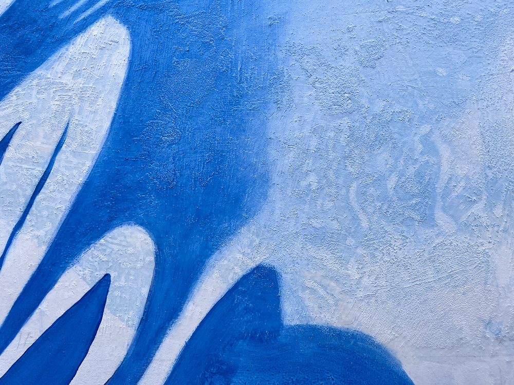 Extra large blue white organic graphical line painting detail7