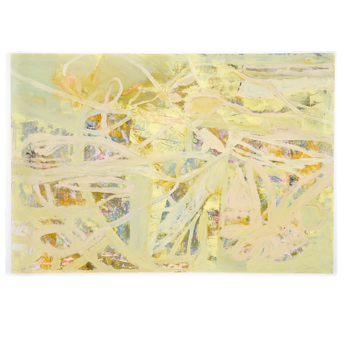 Large contemporary abstract yellow painting Laura Letchinger