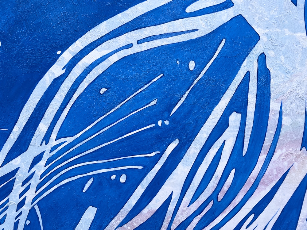 Extra large blue and white line painting Laura Letchinger detail 2