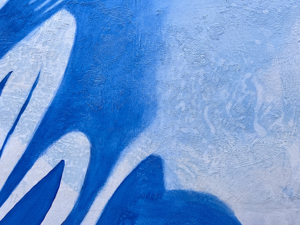 Extra large blue and white line painting Laura Letchinger detail 7