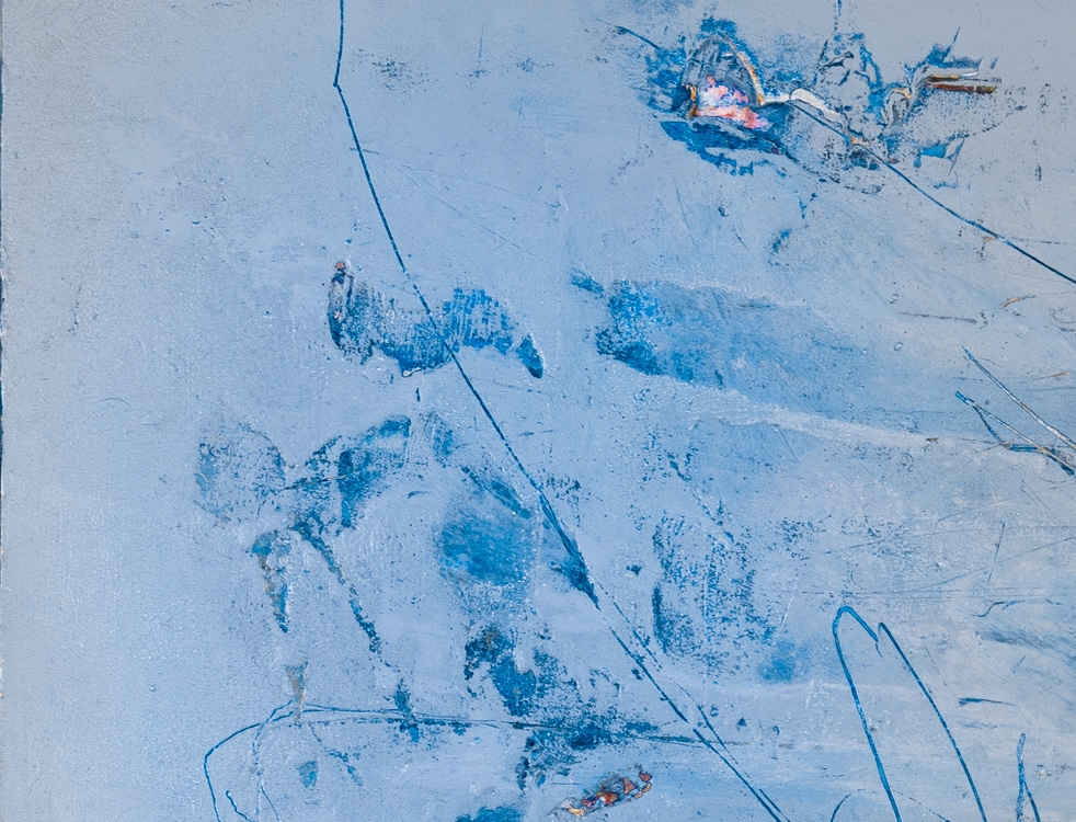 minimalistic contemporary abstract painting slate blue by Los Angeles Artist Laura Letchinger MOONWALKING detail3