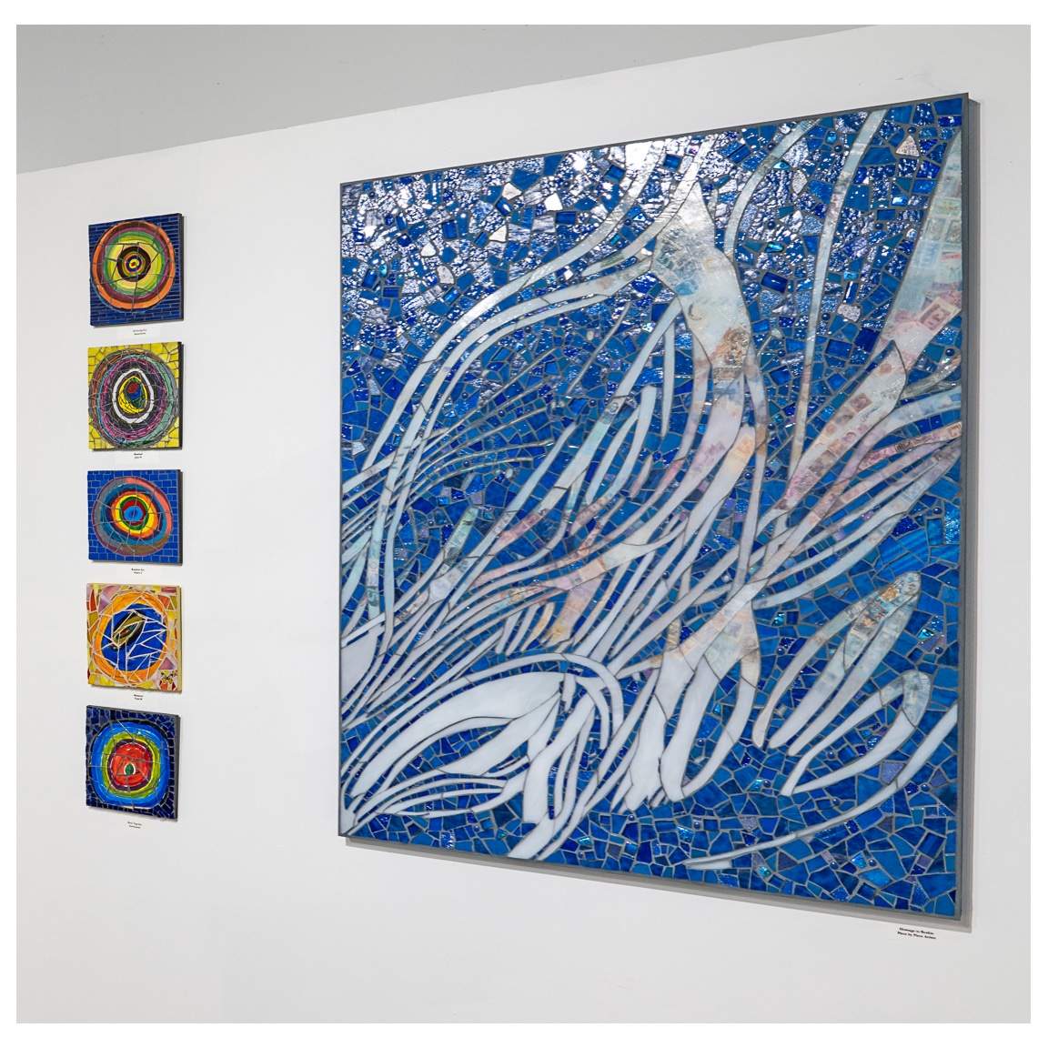 Extra large blue and white mosaic wall art Laura Letchinger and Piece by Piece HOMAGE TO REALIZE