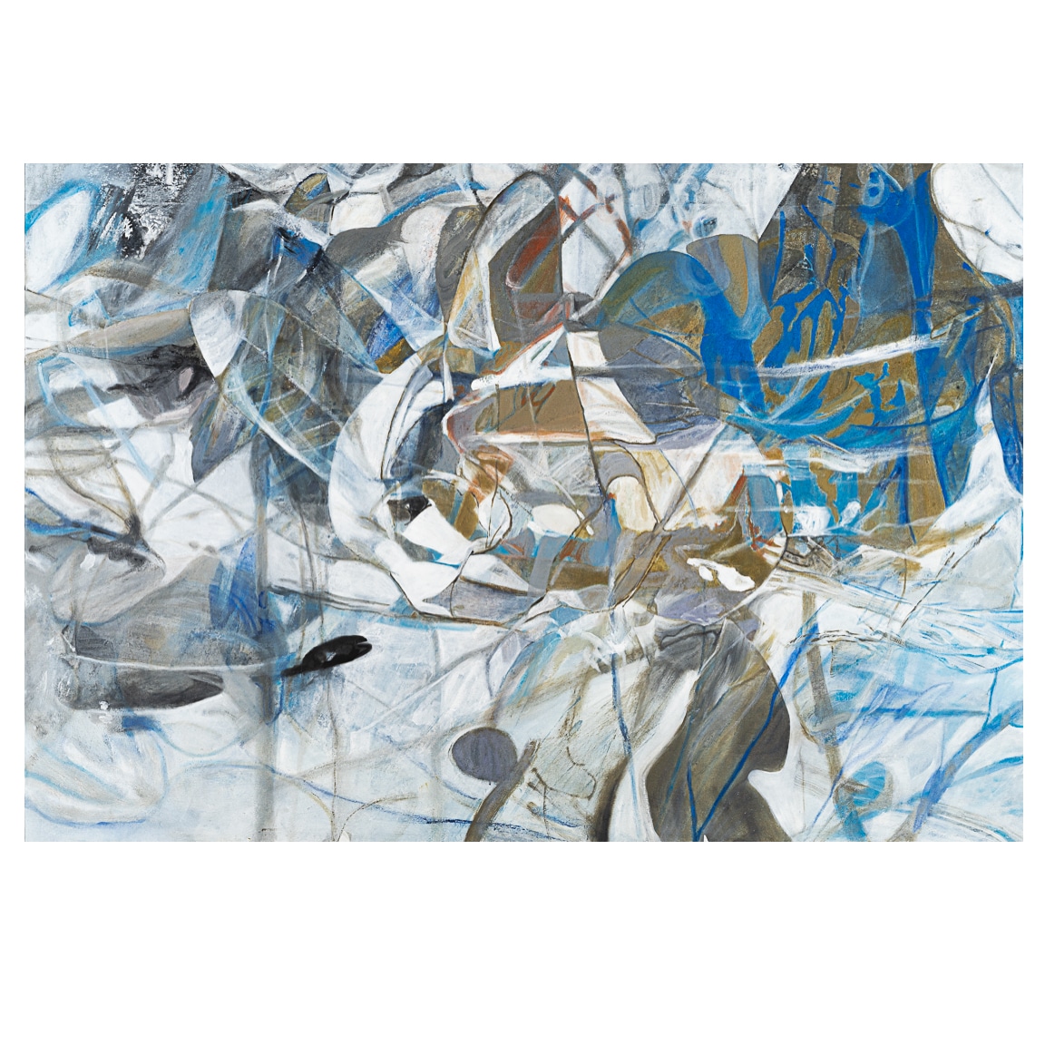 Large blue and white contemporary abstract painting by Laura Letchinger Los Angeles based artist